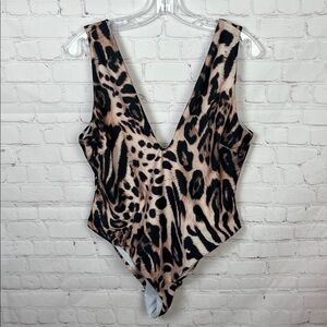 Asos Design Leopard Print One Piece Swimsuit